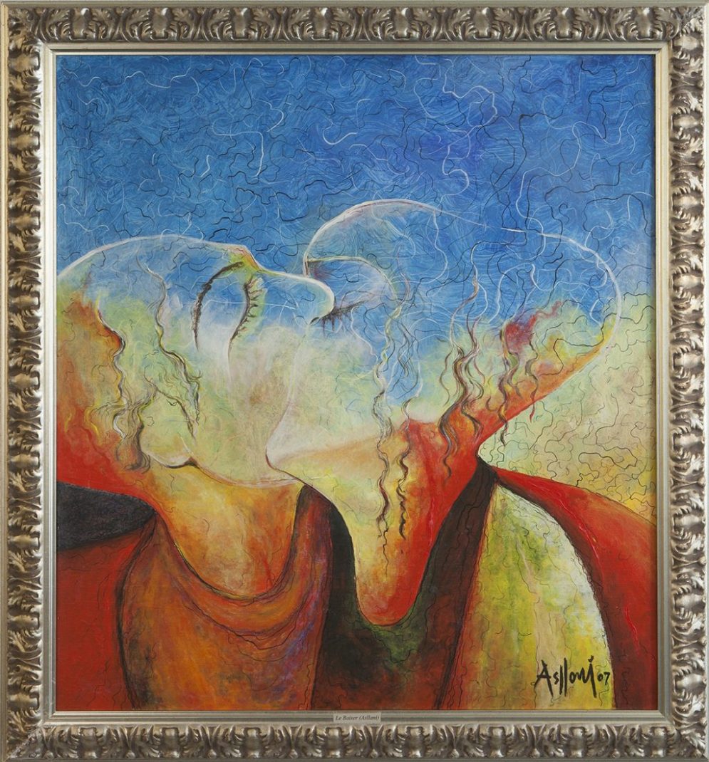 The Kiss.Sam-ASLLANI #TheKiss de SamASLLANI présente deux cœurs frêles, qui, envahis par de profonds troubles, transcendent les frontières du réel. Les bouches éperdues des amants inconnus disparaissent à l’instant où le ciel bleu se fond dans la terre rouge. Les corps s’embrasent inexorablement dans l’immensité céleste. Un baiser qui adoucit les tourments et triomphe de l’adversité. 11.05.2021 #VjosaGërvalla